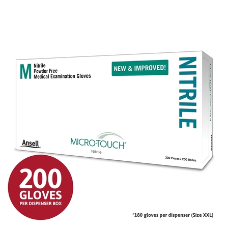 ANSELL MICRO-TOUCH, Nitrile Disposable Gloves, 2.8 mil Palm, Nitrile, Powder-Free, XS, 200 PK, Blue 6034300